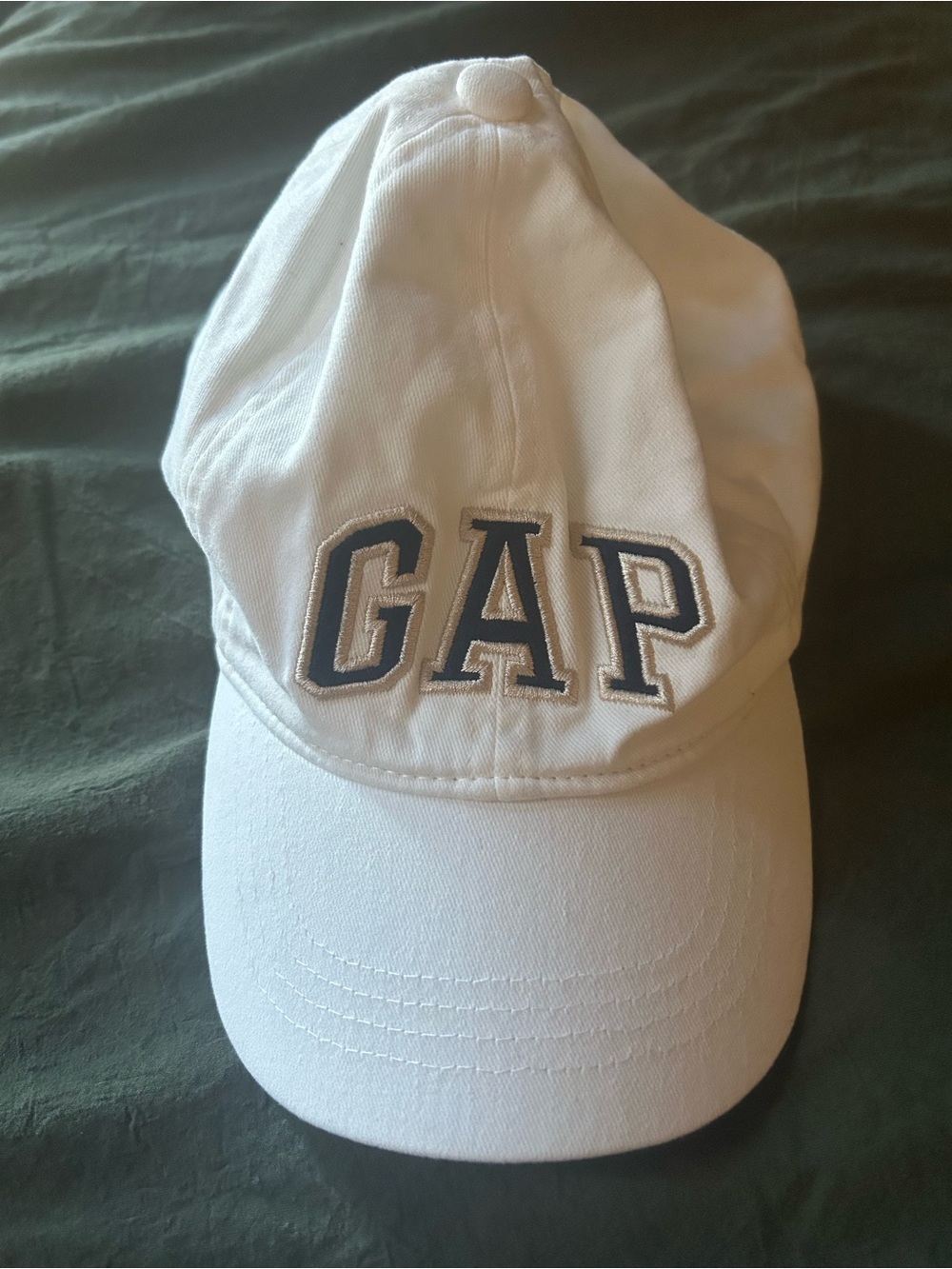 GAP Kids Cream Baseball Cap with Navy Logo